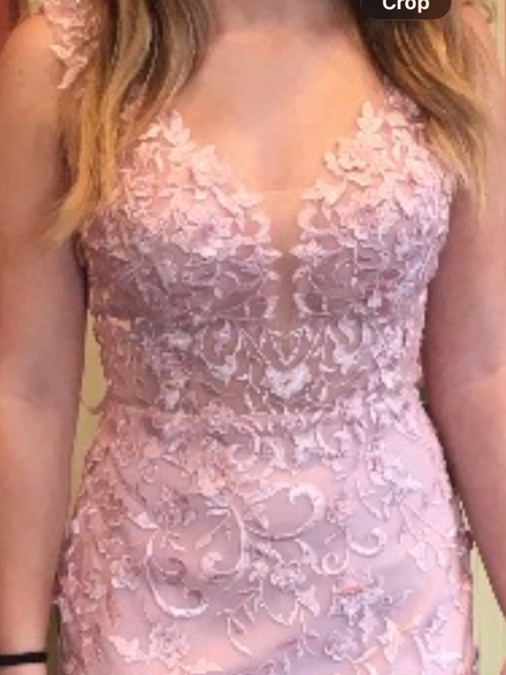 New, never worn. Jovani Blush Floral Lace Mini Dress